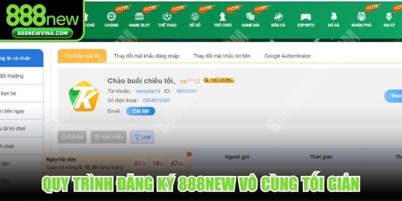Quy trình đăng ký 888NEW vô cùng tối giản